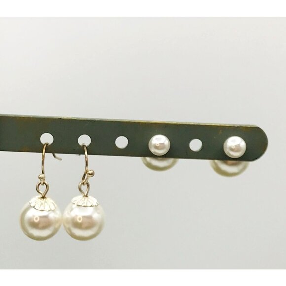 Elegant Faux Pearl Dangle & Stud Earrings Set - Picture 5 of 7